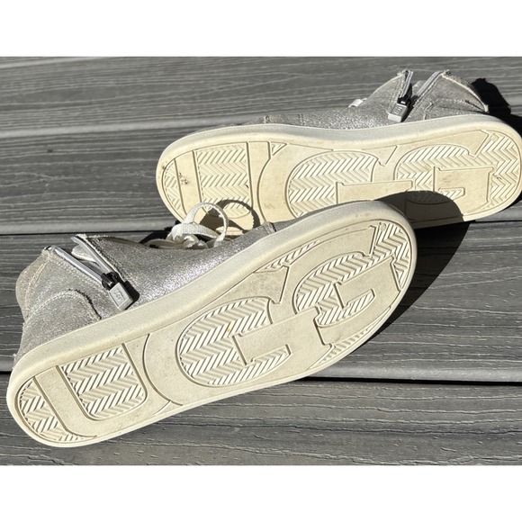 UGG Size 5 Metallic Silver High Top Fashion Sneakers Zip Lace Up Women - Picture 10 of 10